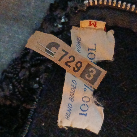 Kong Black Wool Garment with Beaded Detail - Picture 4 of 4